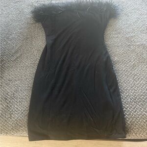 Naked Wardrobe Black Feathered Mini Dress